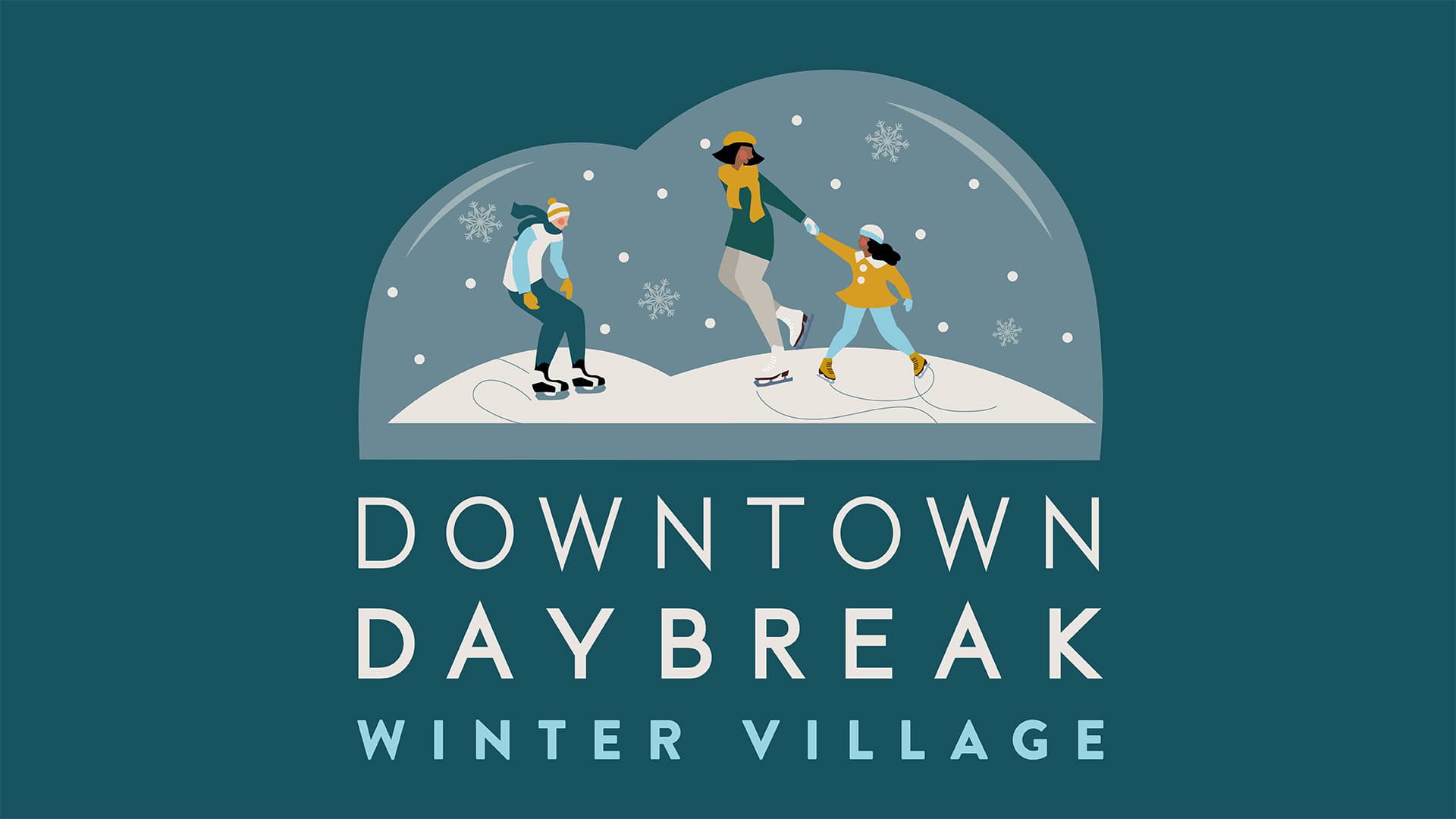 Ice skating in snow globe. Winter Village DTDB